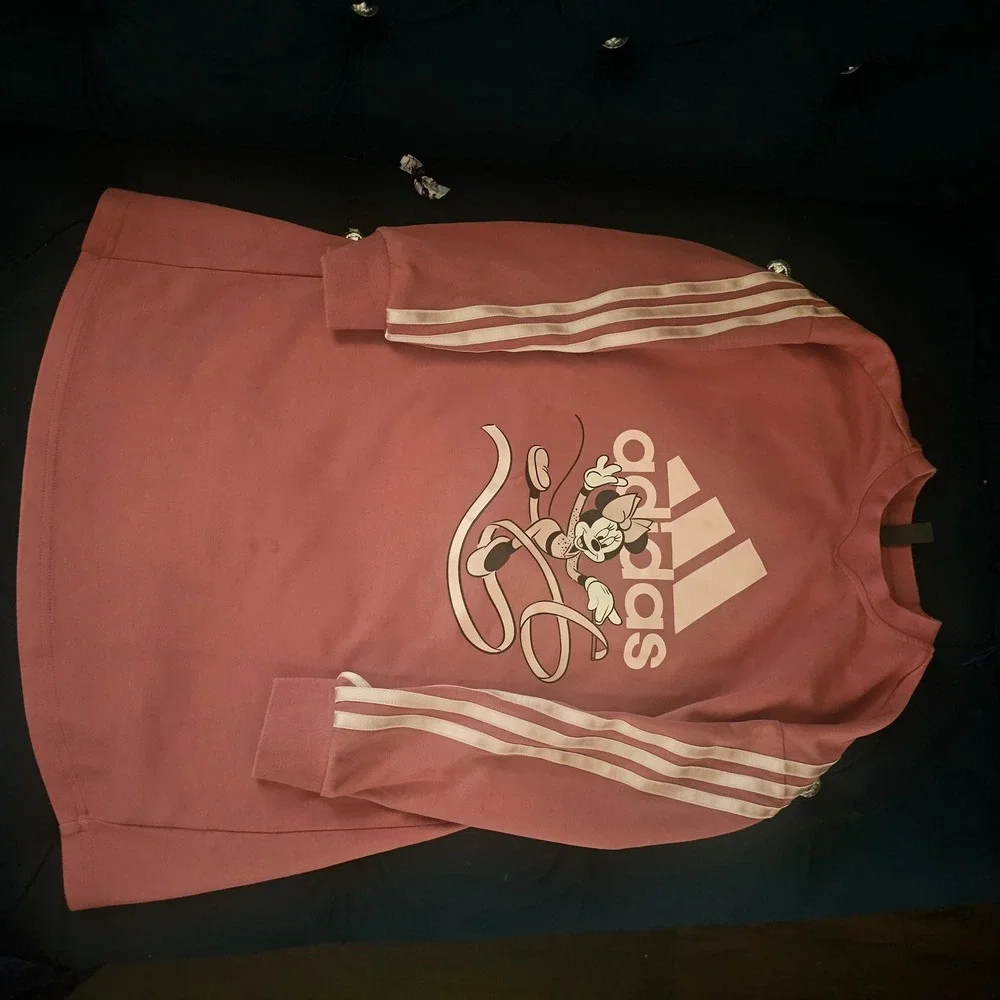 Adidas x Disney Minnie Mouse Girls Sweatshirt Dress Pink Mauve XS 7-8 Years